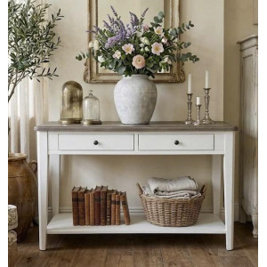 P2728-50 : Bàn Console , Bàn Trang Trí - Màu Trắng + Nâu